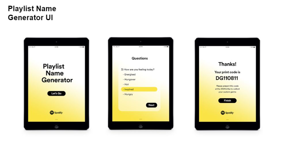 Playlist name generator on tablets