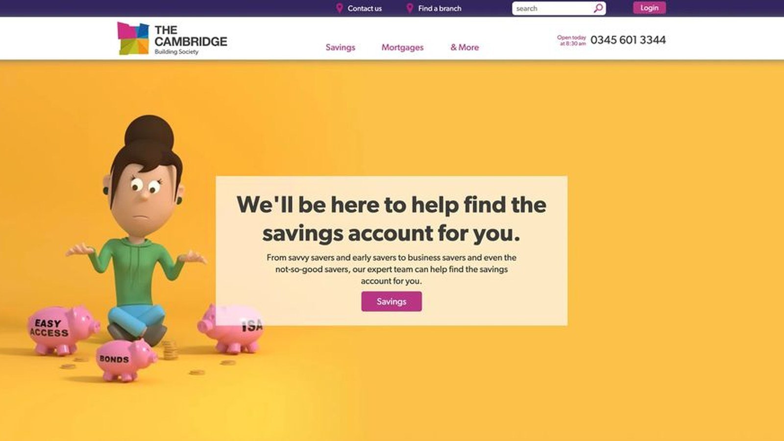 The Cambridge Building Society savings page