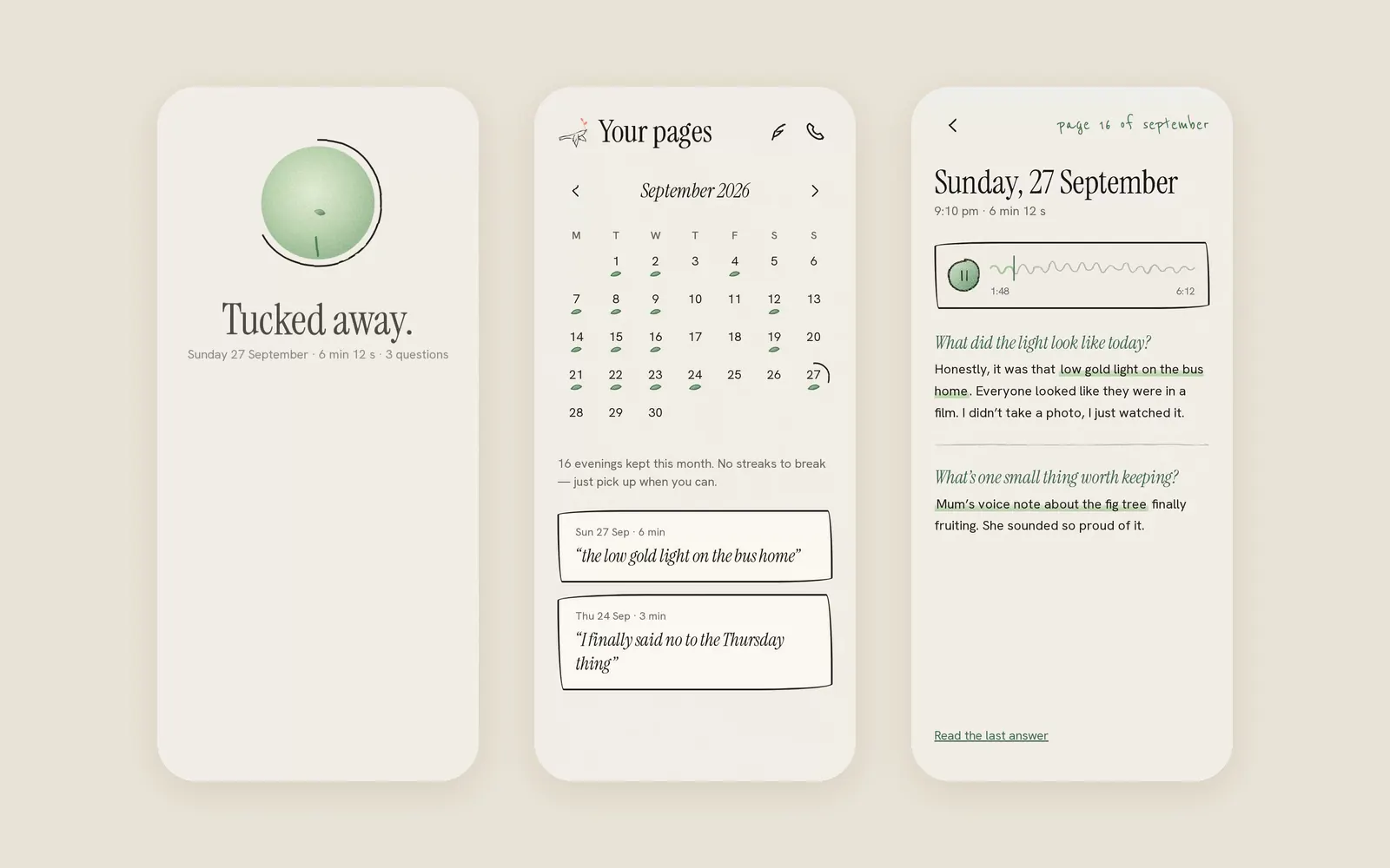 Tucked away, your pages and a single page, animated