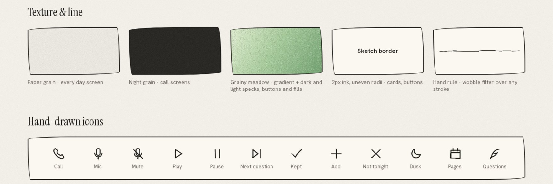 Textures, lines and hand-drawn icons